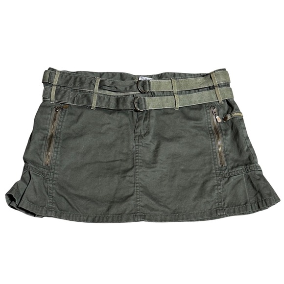 Y2K IT-GIRL Billabong Cargo Mini Skirt with Belt – Olive Green Size 3 VINTAGE - Picture 6 of 10